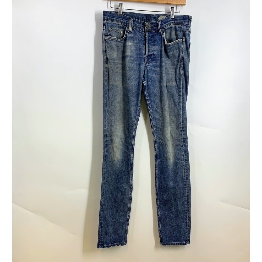 AllSaints Jeans Mens W30 Cigarette Blue Distressed Slim Fit Denim Jeans Size 30